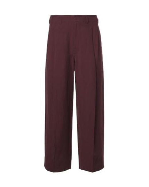 Lemaire Purple Pleated Gabardine Wide-Leg Pants for men