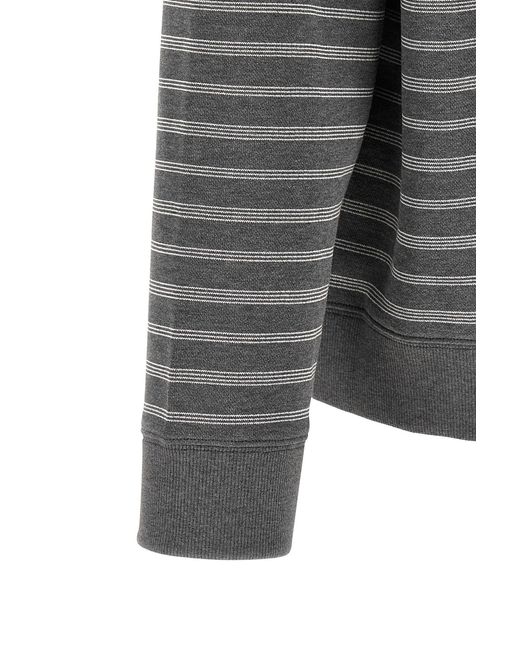Miu Miu Gray Striped Collared Sweatshirt