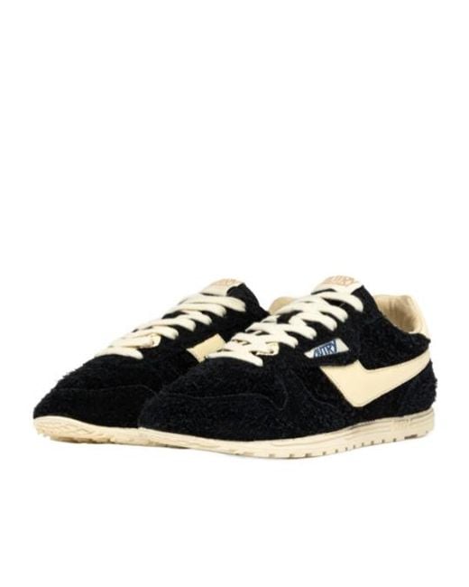 Autry Black Retro Suede Low-Top Sneakers for men