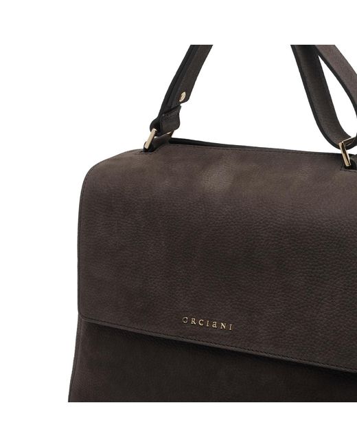 Orciani Black Sveva Medium Top Handle Shoulder Bag
