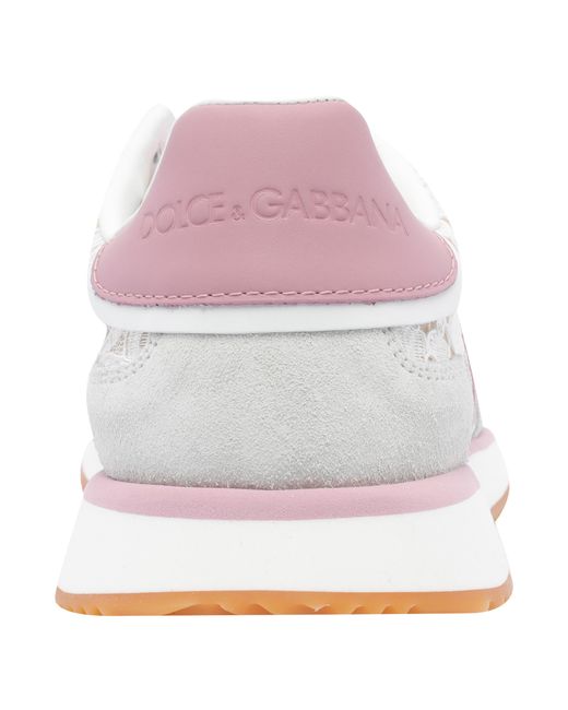 Dolce & Gabbana Pink Logo Patch Sneakers