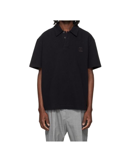 Wooyoungmi Black Stretch Cotton Polo Shirt for men