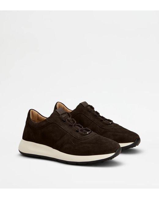 Tod's Brown Panelled Round Toe Sneakers for men