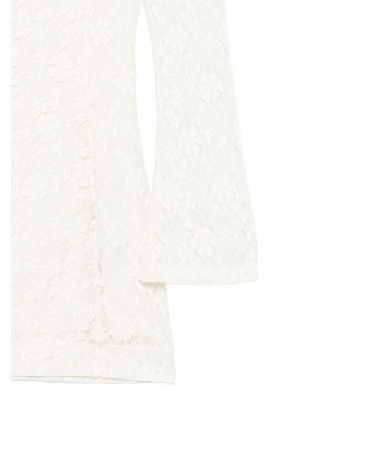 ROTATE BIRGER CHRISTENSEN White Floral-Lace Long-Sleeve Mini Dress