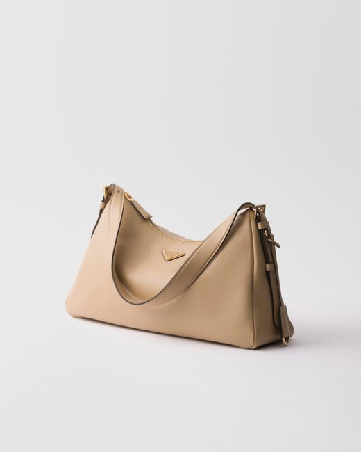 Prada Natural Aimée Large Leather Shoulder Bag