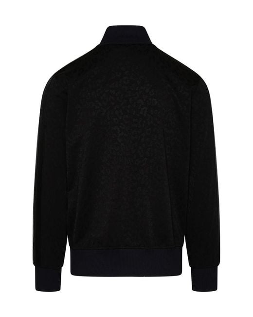 Palm Angels Black Logo Embroidered Zipped Track Jacket for men