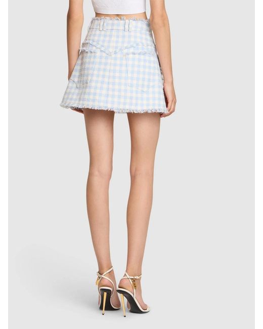 Balmain Blue Plaid Skirt