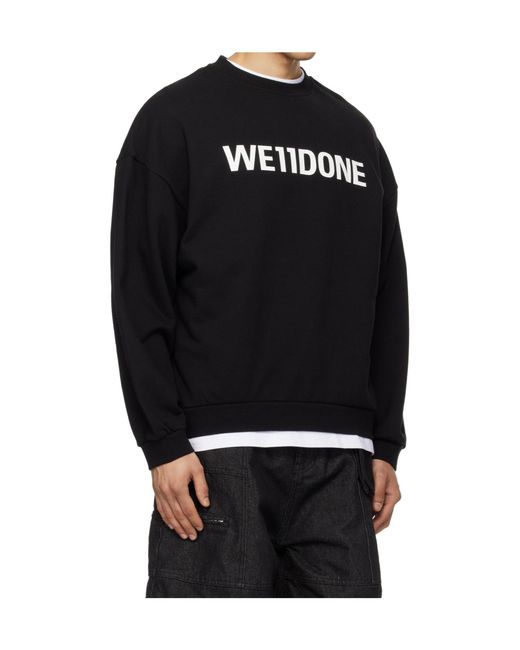 we11done Black Long-Sleeved Crew Neck Sweatshirt for men