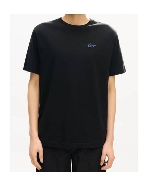 KENZO Black Signature Embroidered T-Shirt for men