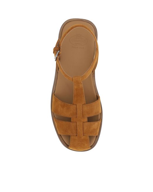 Church's Brown Suede Caged Design Buckle Closure Sandals