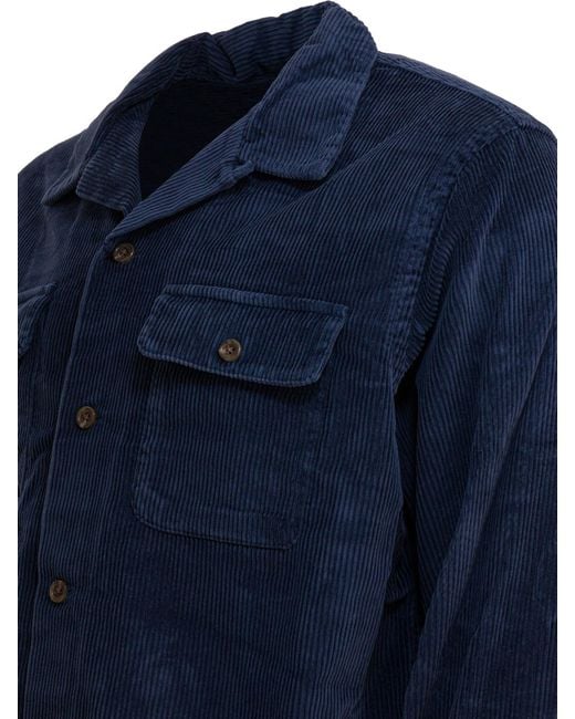 Polo Ralph Lauren Blue Patch-Pockets Long Sleeve Shirt for men