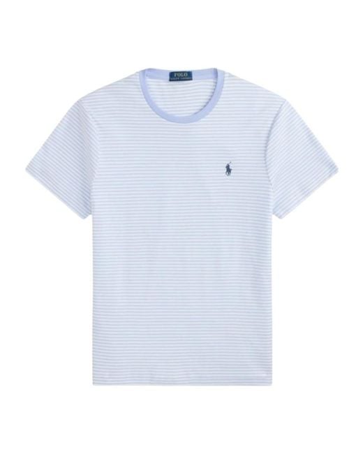 Polo Ralph Lauren Blue Striped Embroidered-Logo T-Shirt for men