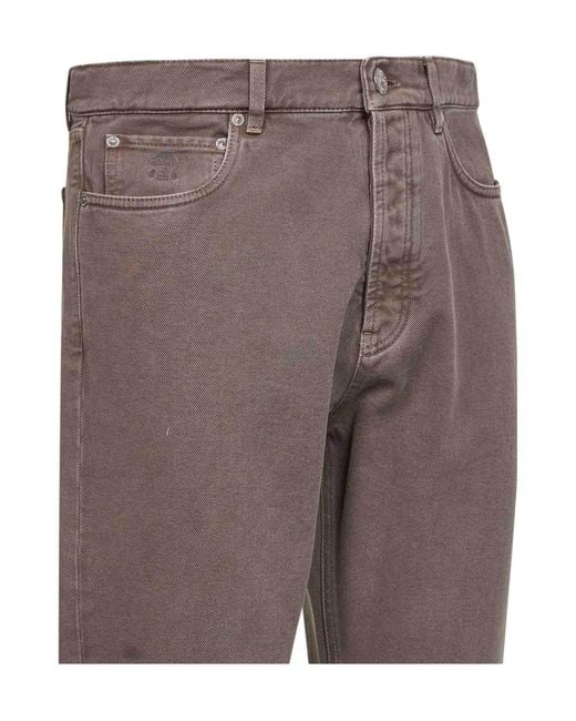 Brunello Cucinelli Blue Garment-Dyed Iconic Fit Five-Pocket Trousers for men