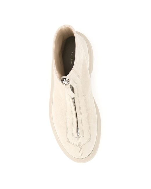 The Row Natural Front-Zipped Ankle Boots