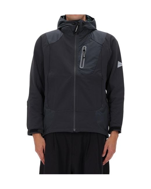 And Wander Black Hooded Casual Jacket for men