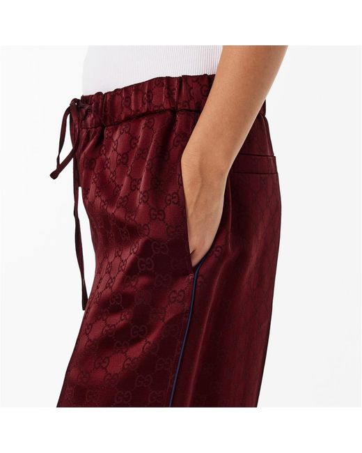 Gucci Red Logo Wide-Leg Track Pants