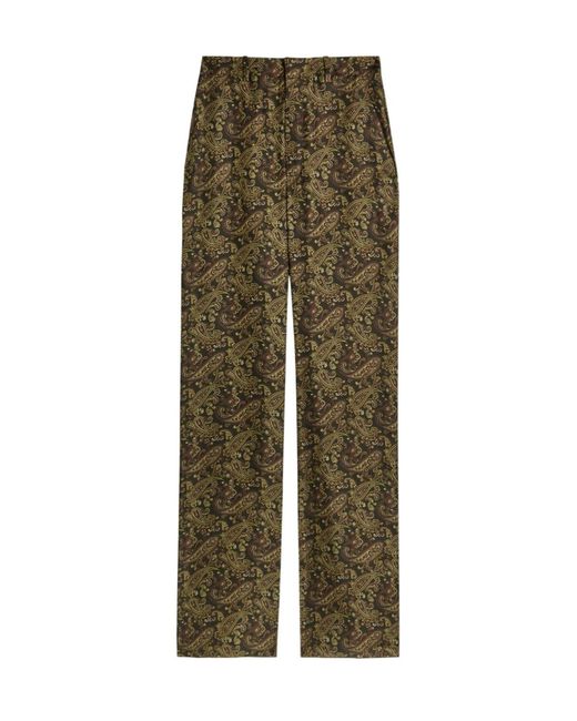 Saint Laurent Green Paisley Wide-Leg Silk-Twill Trousers