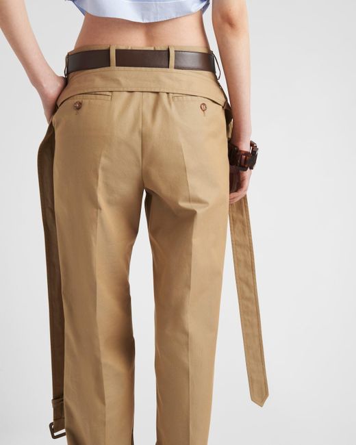 Prada Natural Belted Twill Trousers