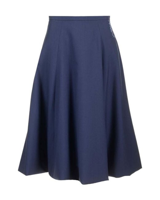 Marni Blue Wool Midi Skirt