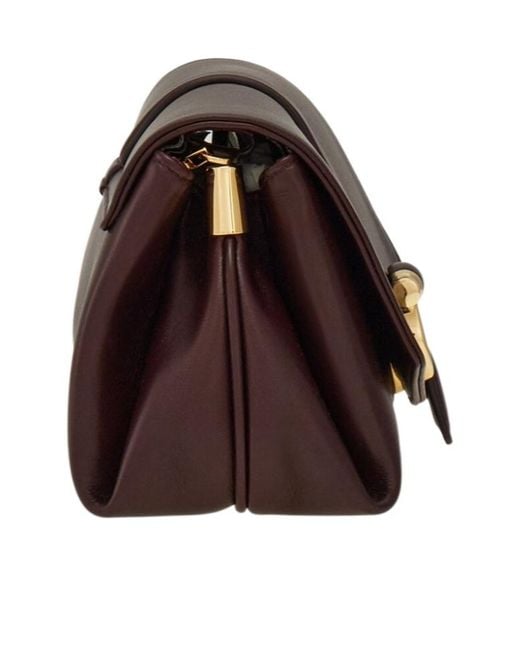 Ferragamo Brown Gancini Clasp Small Shoulder Bag