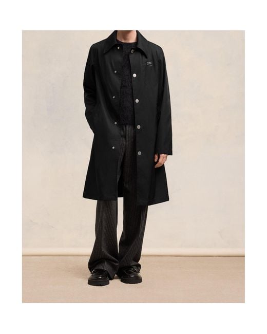 AMI Black Technical Twill Raincoat for men