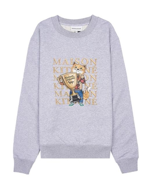 Maison Kitsuné Gray Long-Sleeved Sweater for men