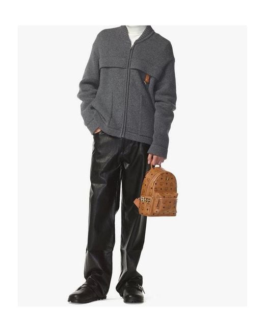 MCM Brown Monogram Printed Zipped Backpack