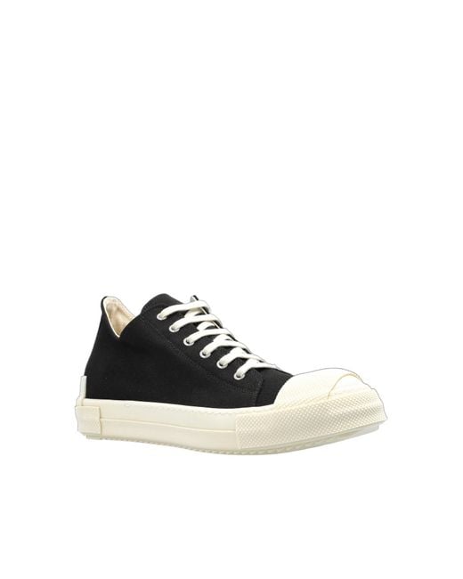 Rick Owens Black Low Sneaks Lace-Up Sneakers for men