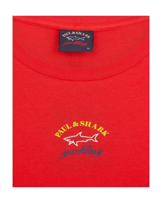 Paul & Shark Red Logo Printed T-Shirt for men