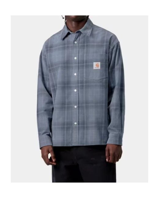 Carhartt Blue L/Wilber Plaid Pocket Shirt for men