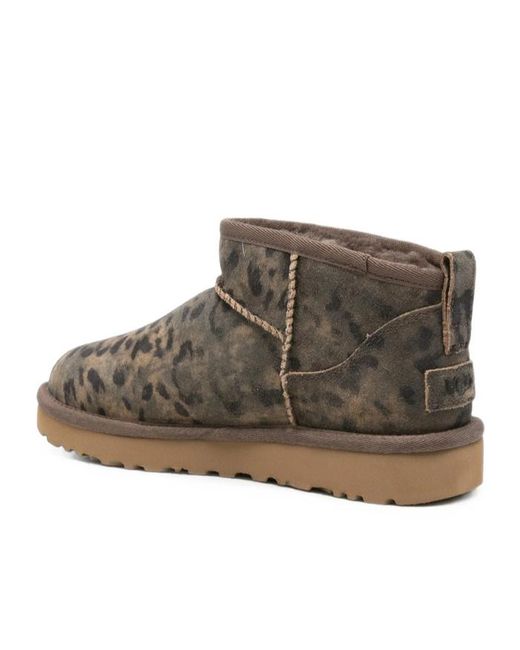 Ugg Brown Animal-Print Ankle Boots