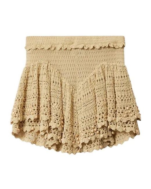 Isabel Marant Natural Olzea Embellished Crochet Shorts