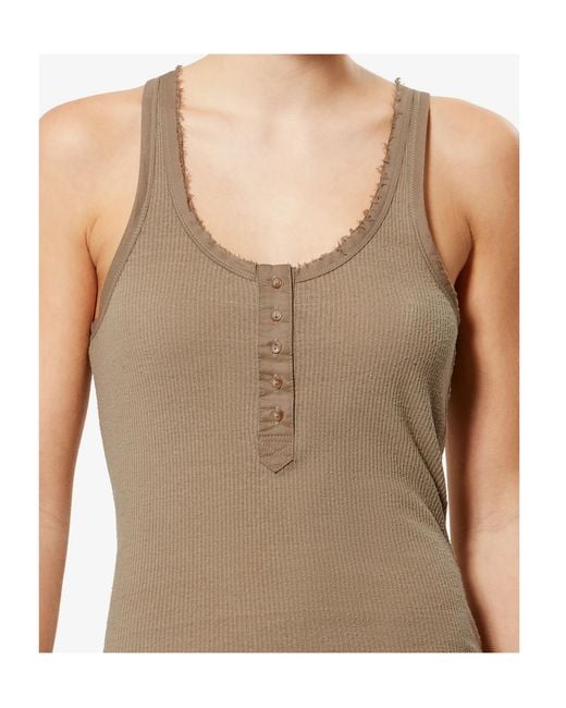 Isabel Marant Natural Helma Ribbed Henley Tank Top