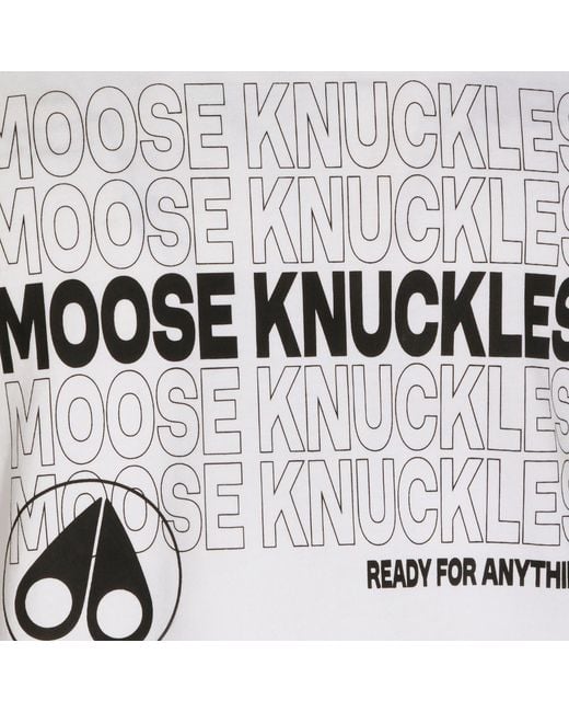 Moose Knuckles White Conway Logo Printed Crewneck T-Shirt for men