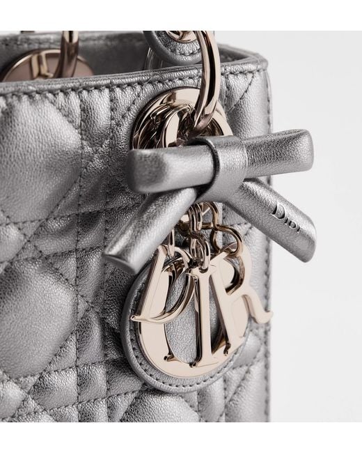 Dior Gray Mini Lady Bag With Chain