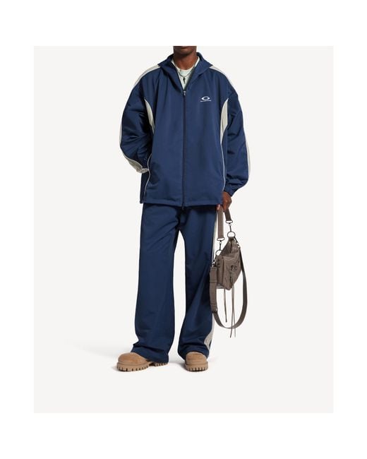 Balenciaga Blue Technical Track Hooded Jacket for men