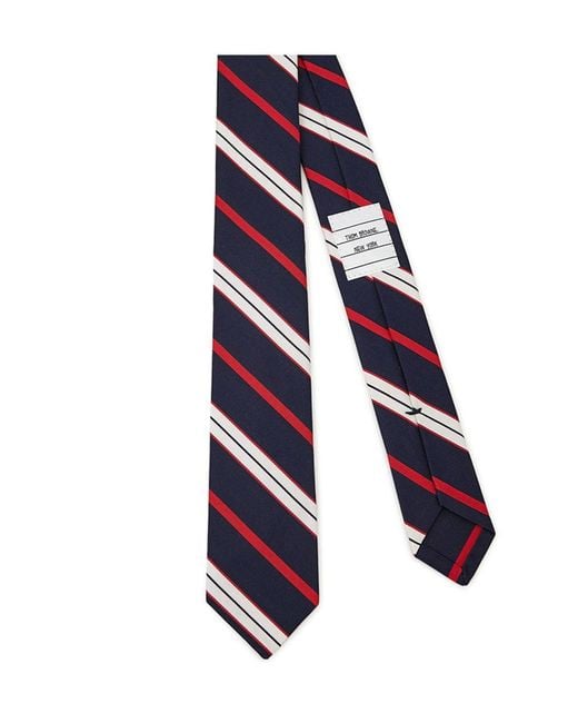 Thom Browne Metallic Pointed Tip Striped Tie for men