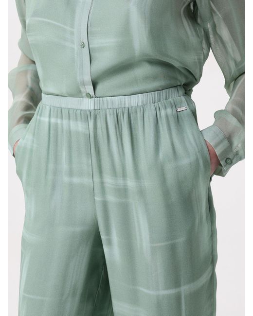 ARMANI EXCHANGE Green Abstract-Print Wide-Leg Trousers