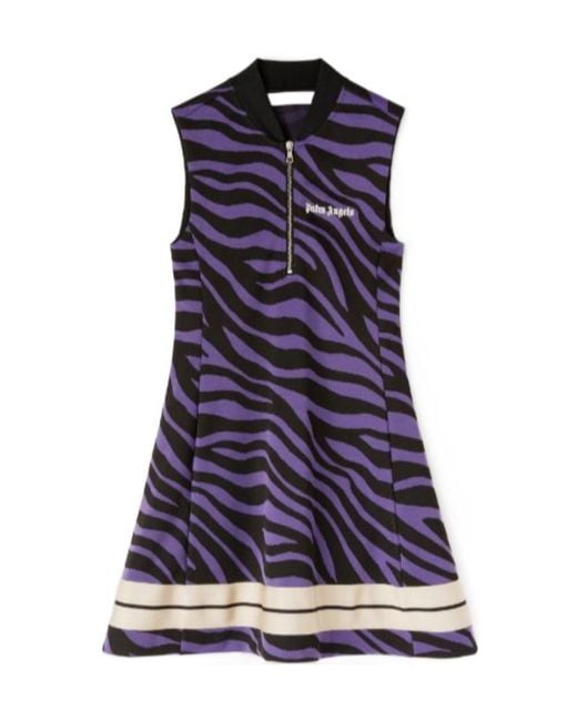Palm Angels Blue Zebra-Print Shift Minidress