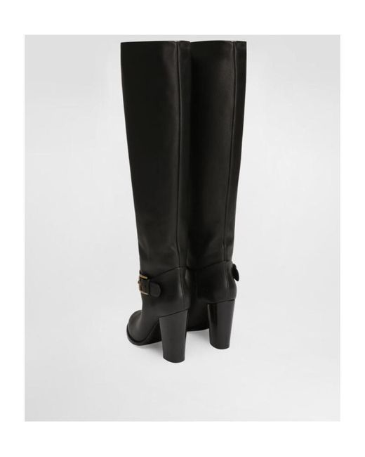 Dolce & Gabbana Black Buckle Detailed Heeled Boots