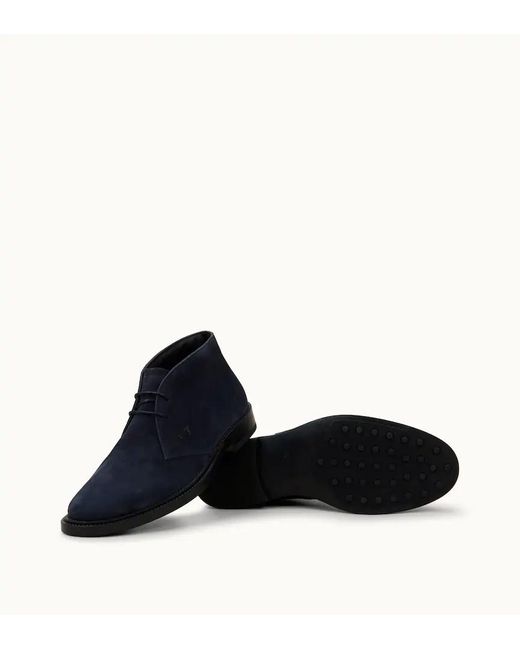 Tod's Blue Desert Almond-Toe Ankle Boots for men