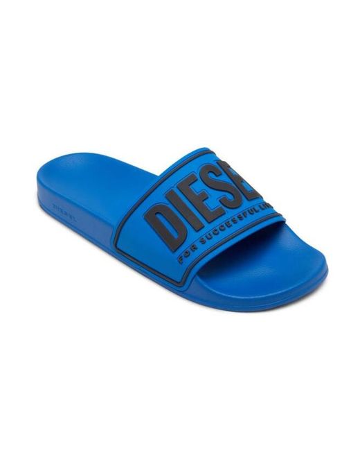 DIESEL Blue Sa-Mayemi Cc Logo Embossed Pool Slides for men
