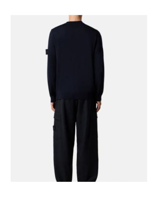 Stone Island Blue Compass Patch Crewneck Jumper for men