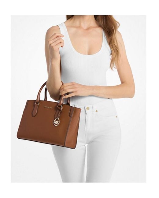 Michael Kors Brown Becca Medium Saffiano Leather Satchel