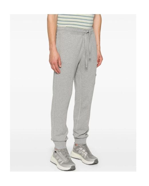 Stone Island Gray Compass-Badge Melange Tapered Trousers for men