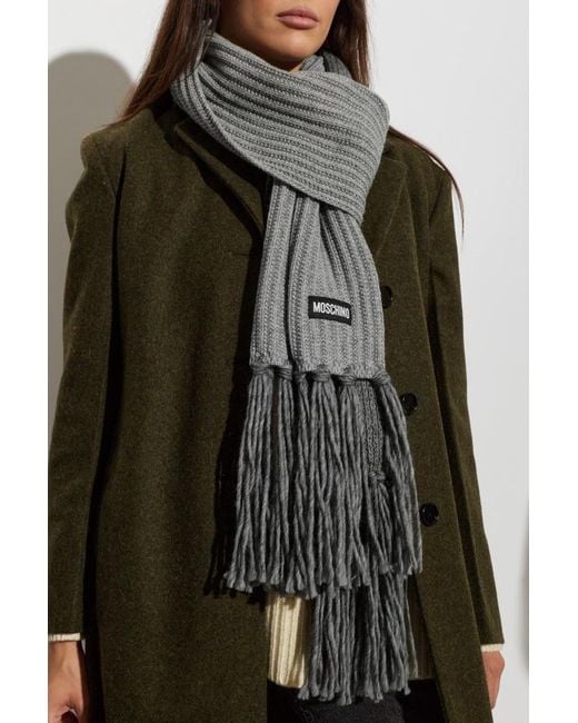 Moschino Gray Tasseled Scarf for men