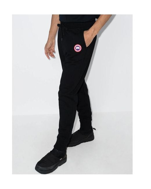 Canada Goose Black Logo Patch Drawstring Track Pants for men
