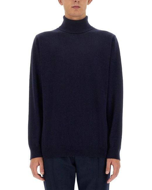 Paul Smith Blue Artist Stripe Roll Neck Jumper for men