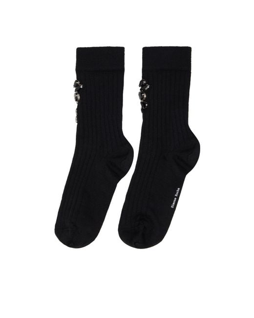 Simone Rocha Black Crystal-Embellished Poppy Socks
