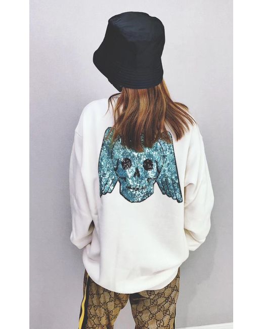 Gucci White Sequin Logo Sweatshirt
